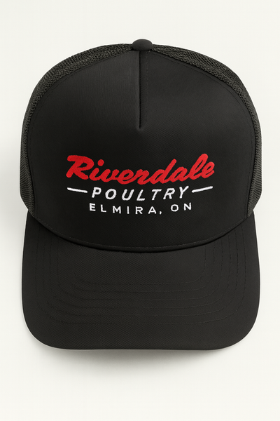 Trucker Hat - Black with Red Stitching