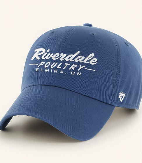 Blue Hat with White Stitching