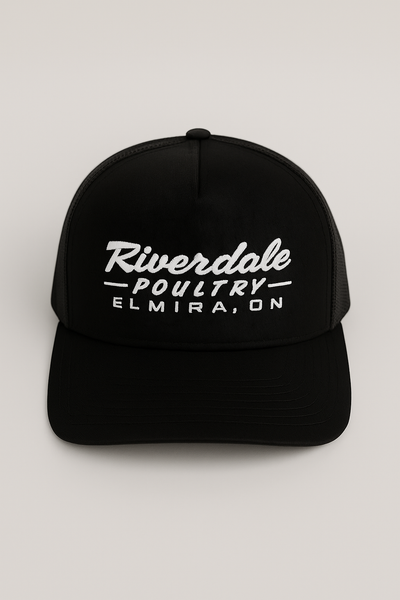 Trucker Hat - Black with White Stitching